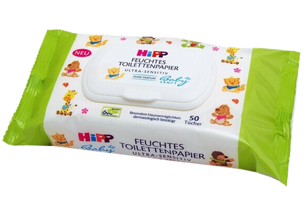 HIPP Babysanft šlapias tualetinis popierius, 50 vnt.