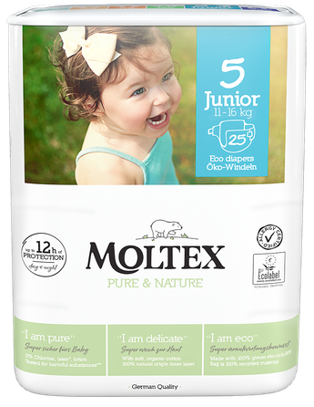 MOLTEX Pure & Nature 5 Junior sauskelnės, 25 vnt.