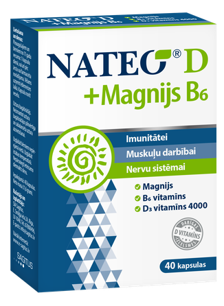 NATEO Nateo D + Magnis B6 kapsulės, 40 vnt.