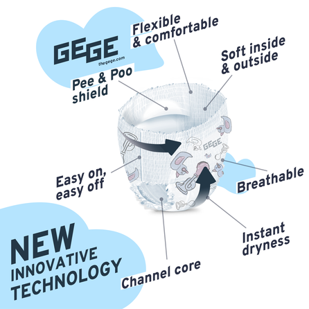 GEGE Genius Baby PNTS (12-17 kg) Junior 5 sauskelnės-kelnaitės, 36 vnt.