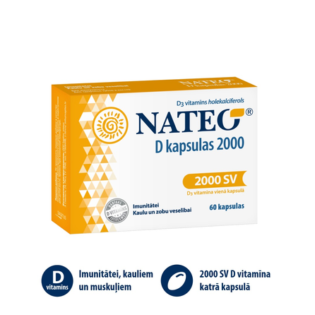 NATEO NATEO D 2000 kapsulės, 60 vnt.