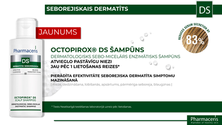PHARMACERIS Ds Octopirox, tinka esant seborėjiniam dermatitui šampūnas, 125 ml