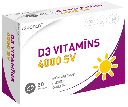 JONAX vitaminas D3 4000SV kapsulės, 60 vnt.