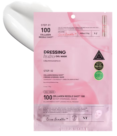 VT COSMETICS Collagen Reedle Shot 100 2-Step, stangrinanti veido kaukė, 1 vnt.