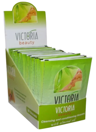 VICTORIA BEAUTY su migdolų aliejumi, po depiliacijos drėgnos servetėlės, 1 vnt.