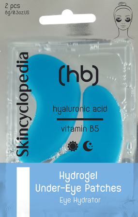 SKINCYCLOPEDIA su hialurono rūgštimi, vitaminu B, niacinamidu, paakių pagalvėlės, 2 vnt.