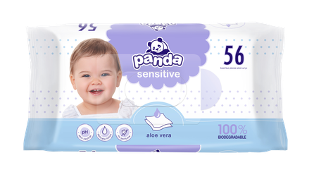 HAPPY   Panda Sensitive  drėgnos servetėlės, 56 vnt.