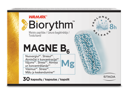 BIORYTHM MAGNE B6 (prailginto veikimo Magnis su B6) kapsulės, 30 vnt.