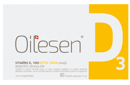OILESEN  D3 1000SV minkštos gelio kapsulės, 80 vnt.