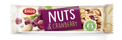 EMCO Nuts & Cranberry batonėlis, 35 g