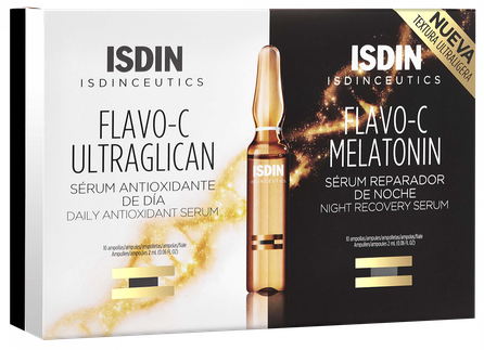 ISDIN Isdinceutics Flavo-C Melatonin + Ultraglican ampulės, 20 vnt.
