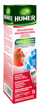 HUMER hipertoninis jūros vanduo užgulusiai nosiai, nosies purškalas, 50 ml