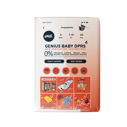 GEGE Genius Baby DPRS (7-14 kg) Maxi 4 sauskelnės, 44 vnt.