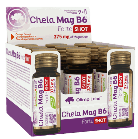 OLIMP LABS Chela - Mag B6 Forte Shot (25 ml) Orange ampulės, 9 vnt.