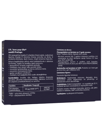 LYL sunD3 ProCaps 4000 SV kapsulės, 60 vnt.