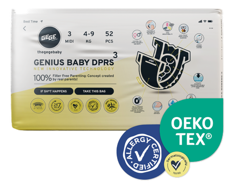 GEGE Genius Baby DPRS (4-9 kg) Midi 3 sauskelnės, 52 vnt.