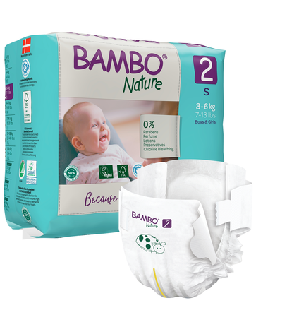 BAMBO NATURE Nature S-2, 3-6 kg sauskelnės, 30 vnt.