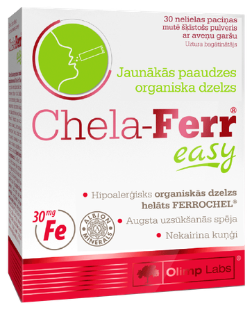 OLIMP LABS  Chela-Ferr Easy aviečių skonio milteliai, 30 vnt.
