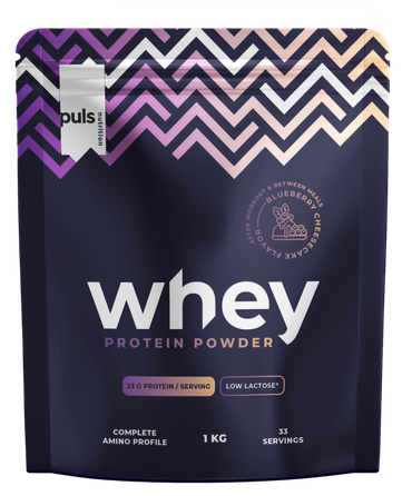 PULS NUTRITION mėlynių sūrio pyrago skonio milteliai, 1000 g