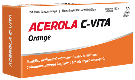 VITABALANS Acerola C-vita Orange kramtomosios tabletės, 30 vnt.