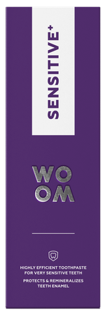 WOOM Sensitive+ labai jautriems dantims ir dantenoms dantų pasta, 75 ml
