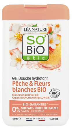 SO BIO ETIC Peach & White Flowers dušo gelis, 450 ml