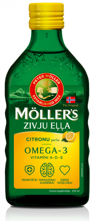 MOLLERS Omega 3, citrinų skonio  žuvų taukai, 250 ml
