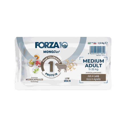 FORZA10 MonoDiet Medium Adult su ėriena, šunims sausas pašaras, 1.5 kg