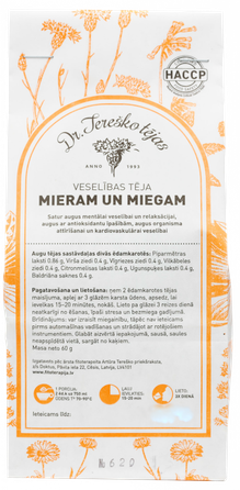 DR.TEREŠKO nervų sistemai ir miego kokybei palaikyti biri arbata, 60 g