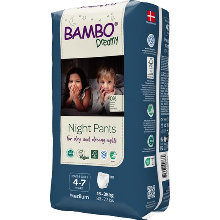 BAMBO Nature Dreamy Night Pants, 4-7 years, 15-35 kg sauskelnės-kelnaitės, 10 vnt.