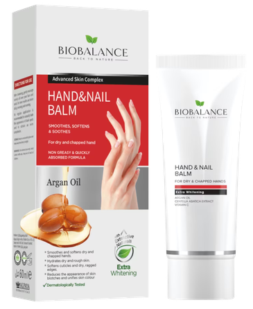 BIOBALANCE Argan Oil Hand & Nail rankų ir nagų kremas, 60 ml