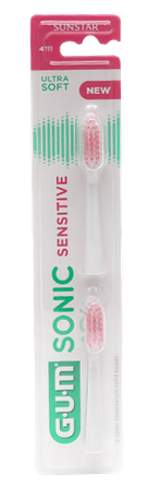 GUM Sonic Sensitive Ultra Soft elektrinių dantų šepetėlių galvutės, 2 vnt.