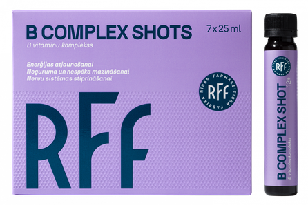 RFF B COMPLEX SHOTS vitaminų B kompleksas 7x25 ml buteliukai, 7 vnt.