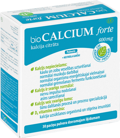 BIOFARMACIJA Biocalcium forte 600 mg milteliai, 30 vnt.