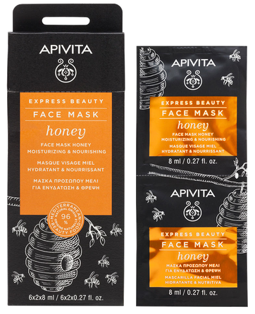 APIVITA Express Beauty With Honey (8 ml) veido kaukė, 2 vnt.