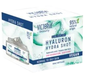 VICTORIA BEAUTY Hyaluron Hydra Shot drėkinantis normaliai ir riebiai odai veido kremas, 50 ml