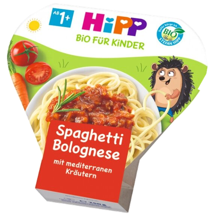 HIPP Bolonijos spagečiai su Viduržemio jūros regiono žolelėmis nuo 1 metų tyrės, 250 g