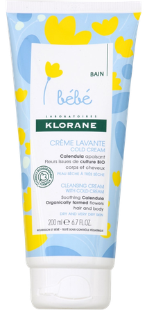 KLORANE Bebe Cleansing Cream with Cold Cream valomasis kremas, 200 ml