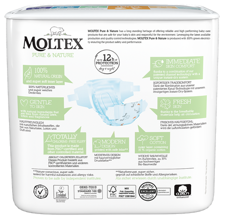 MOLTEX Pure & Nature 3 Midi sauskelnės, 33 vnt.