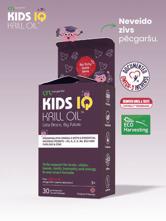 LYL  Kids IQ Krill Oil, vaikams vaisių skonio kramtomosios pastilės, 30 vnt.