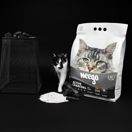 WEEGO CHARCOAL 5L cementuojantis smėlis katės tualetui, 5 L