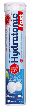 OLIMP LABS Hydratonic Fast 3+ Cherry šnypščiosios tabletės, 20 vnt.