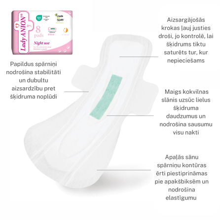 LADY ANION naktiniai  higieniniai paketai, 8 vnt.
