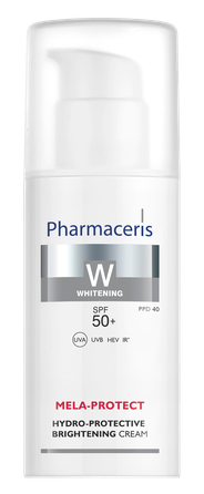 PHARMACERIS W Mela-Protect Spf 50+ Hydro-Protective Brightening veido kremas, 50 ml