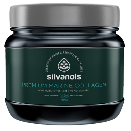 SILVANOLS PREMIUM MARINE COLLAGEN su hialurono rūgštimi, vitaminu C ir astaksantinu milteliai, 400 g