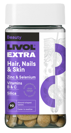 LIVOL  Extra Hair Skin Nails tabletės, 90 vnt.