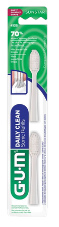 GUM Sonic Daily Soft baltos elektrinių dantų šepetėlių galvutės, 2 vnt.