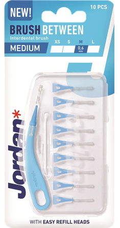 JORDAN Brush Between M (0.6 mm) tarpdančių šepetėlis, 10 vnt.