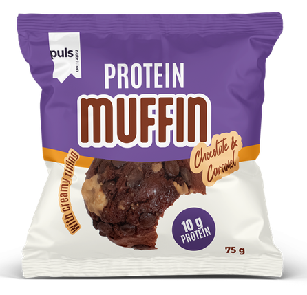 PULS NUTRITION Caramel & Chocolate baltyminis muffin, 75 g