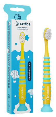NORDICS  Vaikams Rocket Yellow dantų šepetėlis, 1 vnt.